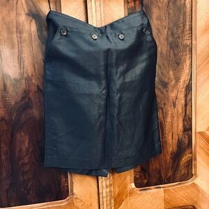 Barneys New York Navy Button-Detail Pencil Skirt